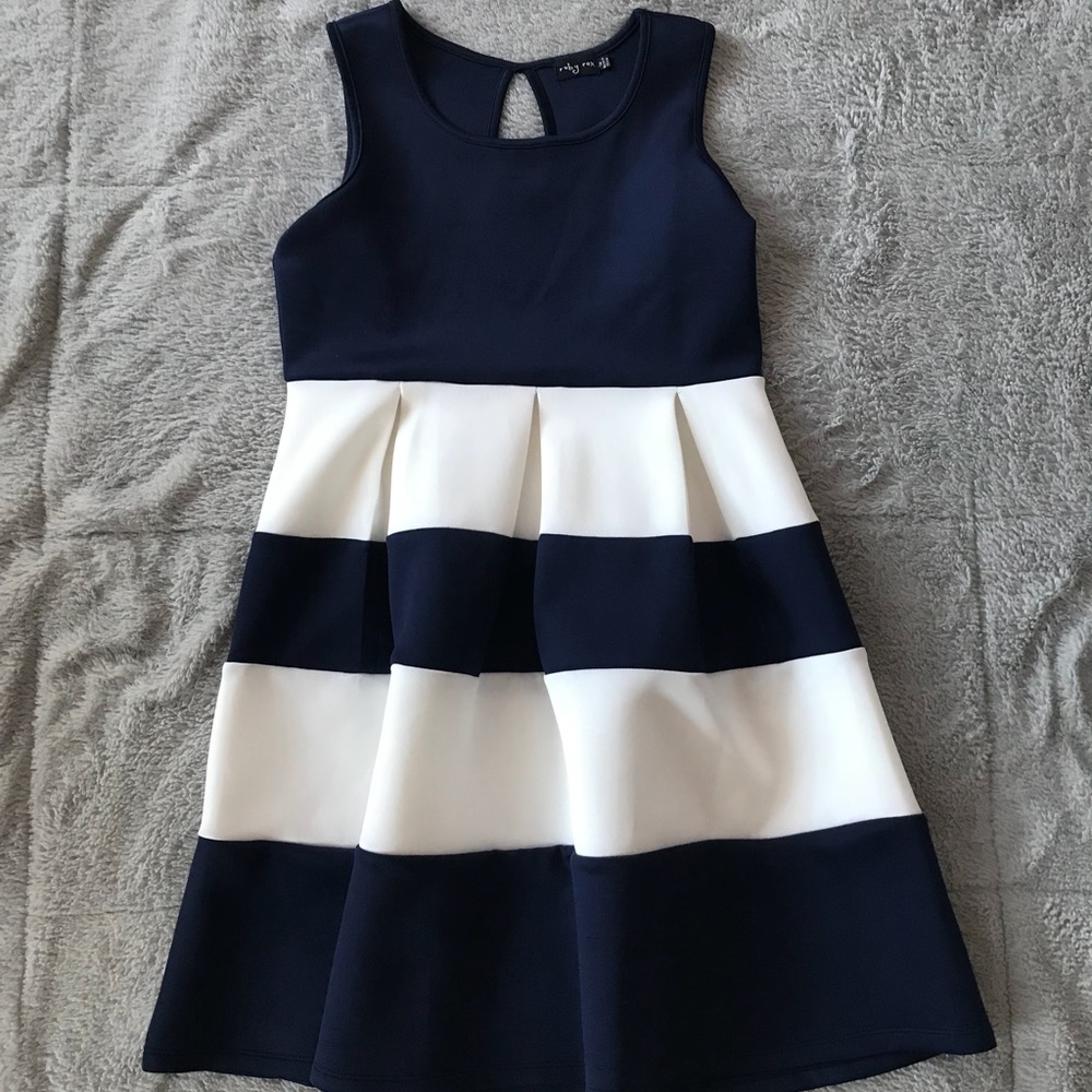 Kids Formal Navy and White Dress